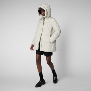 Save The Duck Alena Encapuchado Puffer Coat Beige | IYRQA3712