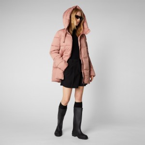 Save The Duck Alena Encapuchado Puffer Coat Rosas | EBLIX6510