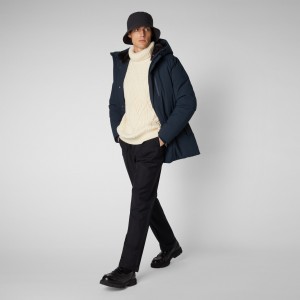 Save The Duck Antoine Encapuchado Parka Azules Negras | JYDCH8517