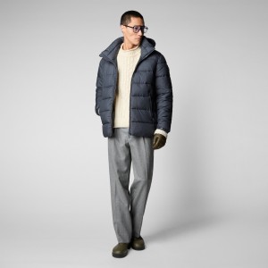 Save The Duck Boris Encapuchado Puffer Jacket Gris Negras | XUIVT2470