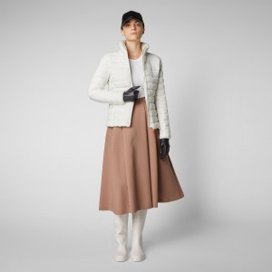 Save The Duck Camilla Puffer Jacket with Faux Fur Lining Blancas | PIHAZ2367