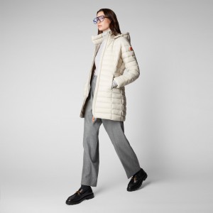 Save The Duck Carol Puffer Coat with Detachable Hood Beige | SDFVT4301