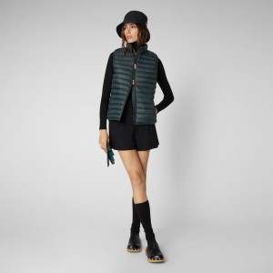 Save The Duck Charlotte Puffer Vest Verde Negras | CLXEW0837