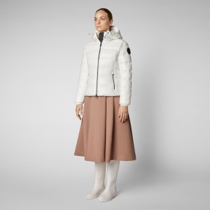 Save The Duck Cosmary Puffer Jacket with Detachable Hood Blancas | EIWYT9627