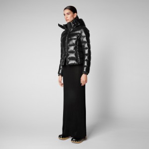 Save The Duck Cosmary Puffer Jacket with Detachable Hood Negras | METDC8104