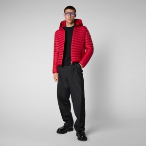 Save The Duck Donald Encapuchado Puffer Jacket Rojas | PKJRU4351