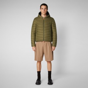 Save The Duck Donald Encapuchado Puffer Jacket Verde Oliva | VGAZQ8465