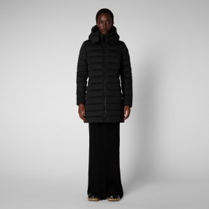 Save The Duck Dorothy Stretch Puffer Coat with Detachable Hood Negras | PROHZ8536