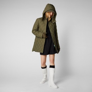Save The Duck Edith Puffer Coat with Detachable Hood Verde | PZJBQ6083