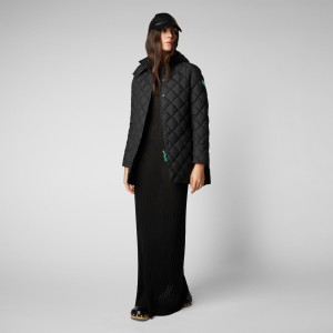 Save The Duck Edith Puffer Coat with Detachable Hood Negras | EVBAD9705