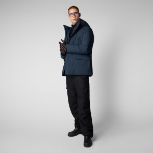 Save The Duck Elon Encapuchado Parka Azules Negras | TQFYN8094