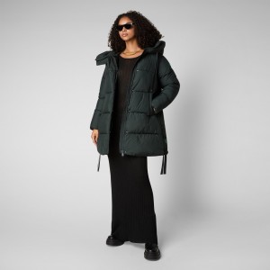 Save The Duck Erin Encapuchado Puffer Coat Verde Negras | LSHBO8204