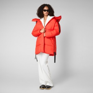 Save The Duck Erin Encapuchado Puffer Coat Rojas | DVIFG4367