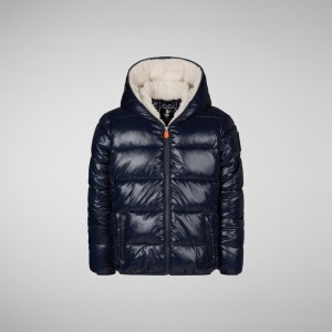 Save The Duck Gavin Encapuchado Puffer Jacket Azules Negras | GDIUY7085
