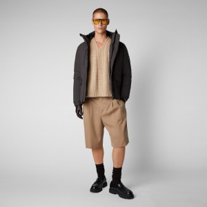 Save The Duck Hiram Encapuchado Parka Marrones Negras | JGCSF1604