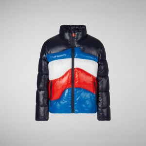 Save The Duck Ilon Encapuchado Puffer Jacket Multicolor Azules Negras | JIVKM3867