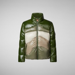 Save The Duck Ilon Encapuchado Puffer Jacket Verde Beige | OQGLM8329