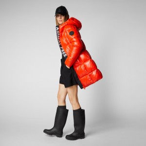 Save The Duck Ines Encapuchado Puffer Coat Rojas | NQBIC7082