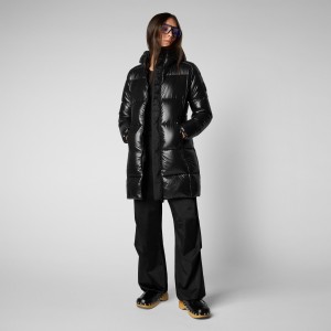 Save The Duck Ines Encapuchado Puffer Coat Negras | PQSLE3269