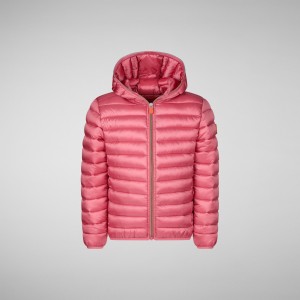 Save The Duck Iris Encapuchado Puffer Jacket Rosas | DGXCY1476