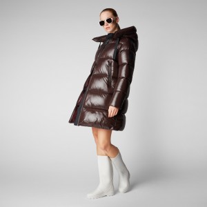 Save The Duck Isabel Encapuchado Puffer Coat Marrones Negras | FEZOB9423