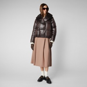Save The Duck Ishya Puffer Jacket Marrones Negras | MQVIZ5972