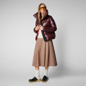 Save The Duck Isla Puffer Jacket Burdeos Negras | KHTAE5792