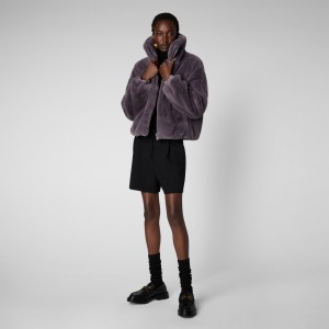 Save The Duck Jeon Reversible Faux Fur Jacket Ash Violet | YQNLZ6413