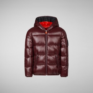 Save The Duck Kate Encapuchado Puffer Jacket Burdeos Negras | MLHGS6395