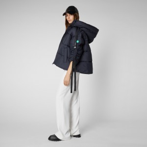 Save The Duck Keri Encapuchado Puffer Jacket Azules Negras | FTSIU4790