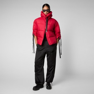 Save The Duck Keri Encapuchado Puffer Jacket Rojas | TNPFC3821