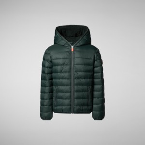 Save The Duck Lemy Encapuchado Puffer Jacket with Faux Fur Lining Verde Negras | PTMZL2760