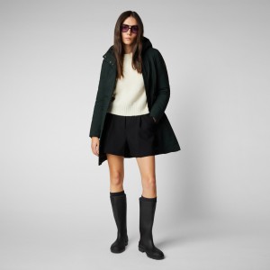 Save The Duck Leyla Encapuchado Coat Verde Negras | ZPLUX0369