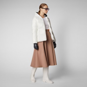 Save The Duck Lois Encapuchado Puffer Jacket Blancas | DTWGC7196