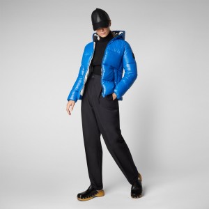 Save The Duck Lois Encapuchado Puffer Jacket Azules | VHJLZ3524