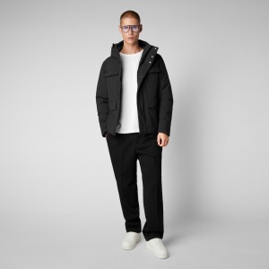 Save The Duck Mazus Encapuchado Parka Negras | ENHYL1874