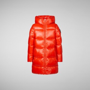 Save The Duck Millie Encapuchado Puffer Coat Rojas | MGNQS8071
