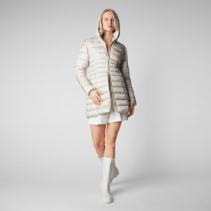Save The Duck Reese Encapuchado Puffer Coat Beige | QDSRB9472