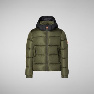Save The Duck Rumex Encapuchado Puffer Jacket Verde Oliva | IVCMX7043