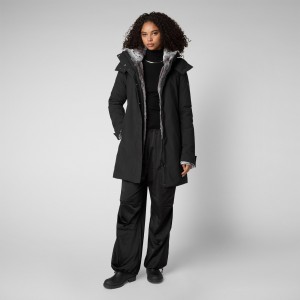 Save The Duck Samantah Encapuchado Parka with Faux Fur Lining Negras | OJNDW5428