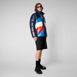 Save The Duck Satyrium Puffer Jacket Multicolor Azules Negras | INKSW3520