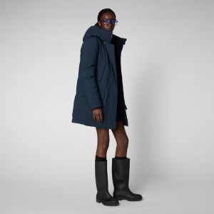 Save The Duck Soleil Black Encapuchado Parka Azules Negras | DQPLS8574