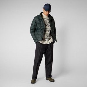 Save The Duck Stalis Puffer Jacket with Faux Fur Lining Verde Negras | BANFK8651