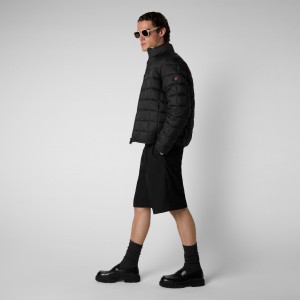 Save The Duck Stalis Puffer Jacket with Faux Fur Lining Negras | RVPZX2910