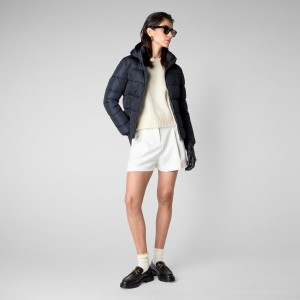 Save The Duck Tess Puffer Jacket with Detachable Hood Azules Negras | STULH3256