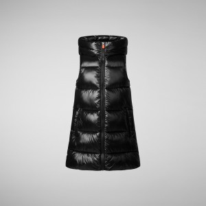 Save The Duck Uma Long Encapuchado Puffer Vest Negras | TGWCA6053