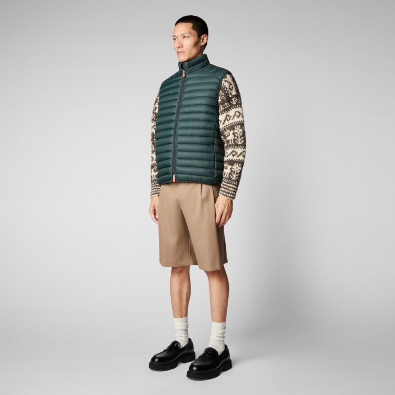 Save The Duck Adam Puffer Vest Verde Negras | MFPEJ1243