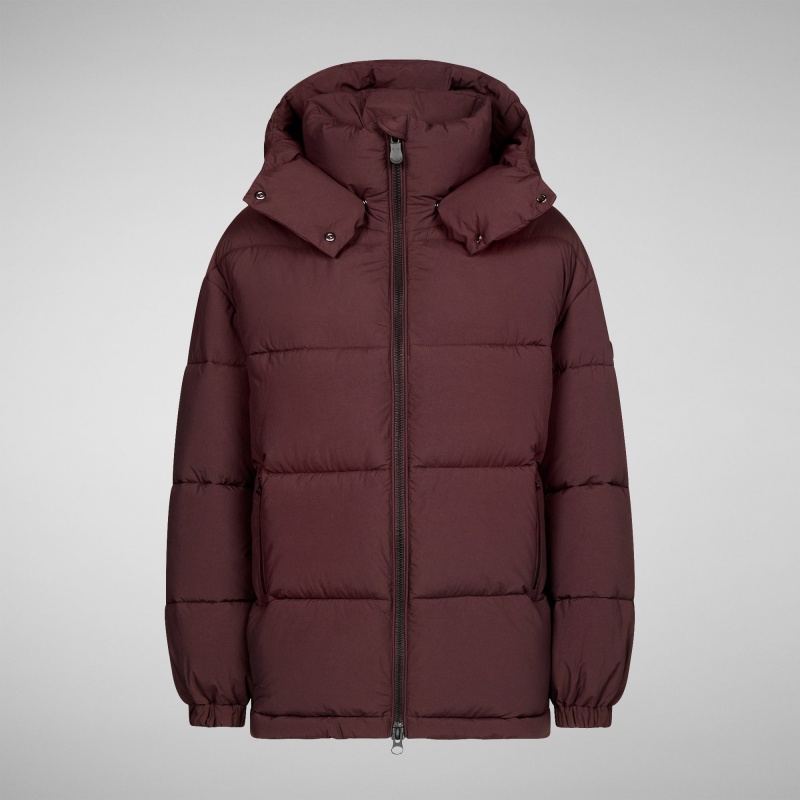 Save The Duck Aida Puffer Coat with Detachable Hood Burdeos Negras | GLSUF1840