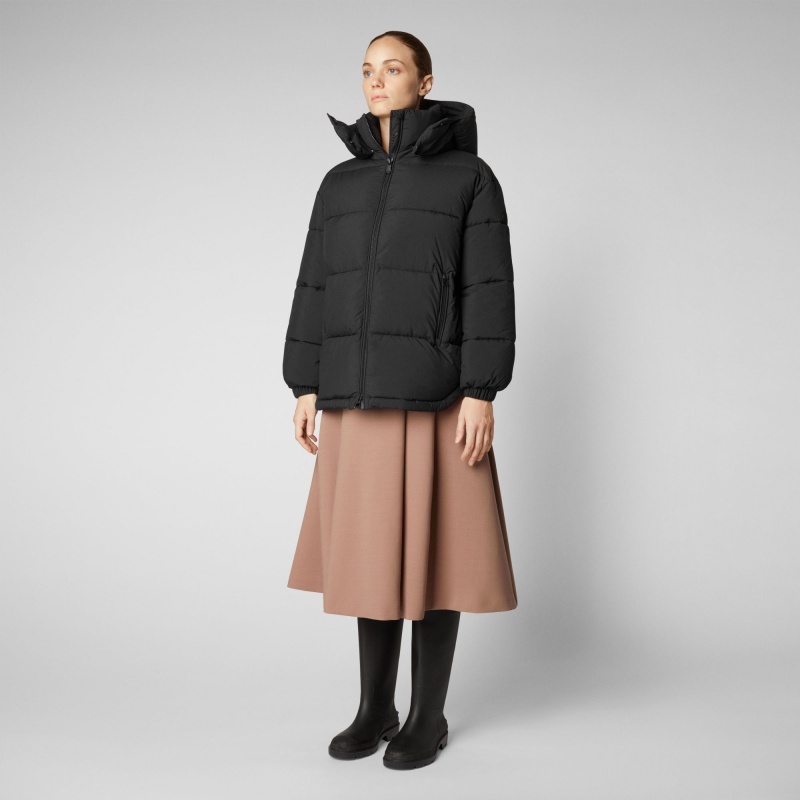 Save The Duck Aida Puffer Coat with Detachable Hood Negras | MFWBP3701
