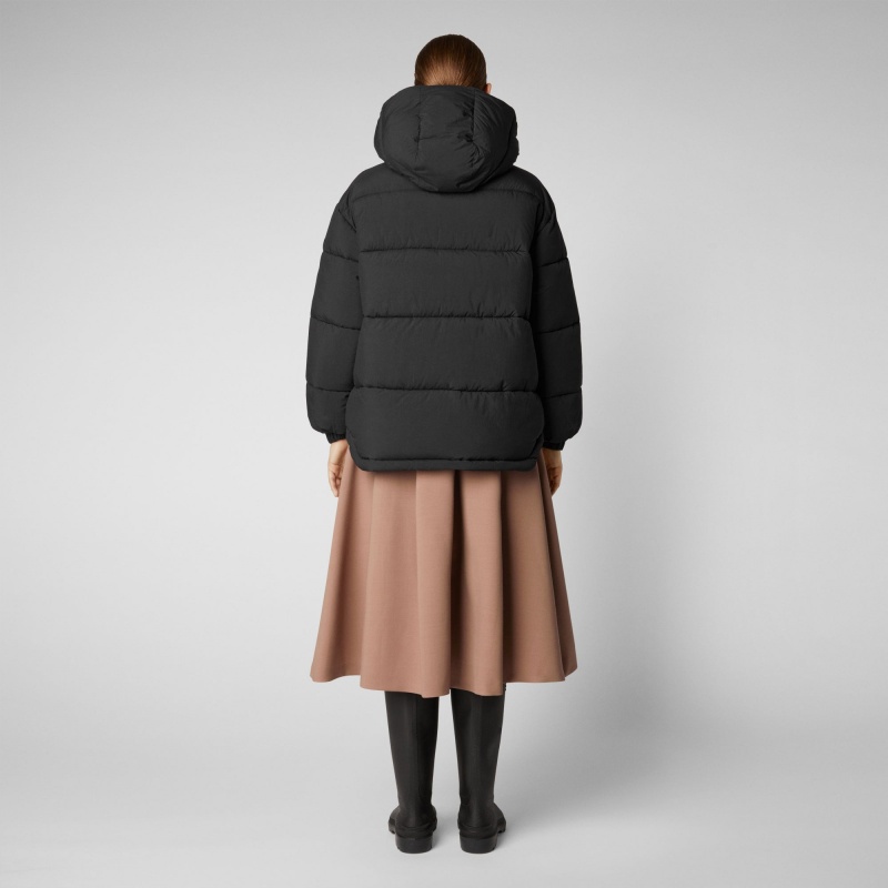 Save The Duck Aida Puffer Coat with Detachable Hood Negras | MFWBP3701